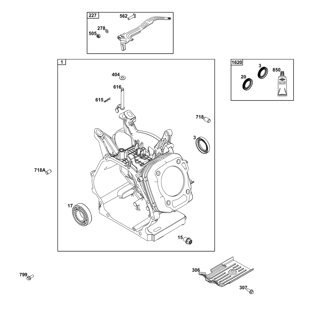 Cylinder Group Diagram and Parts List for 25V337-0036-F1 200000 - 399999 Briggs and Stratton Engine